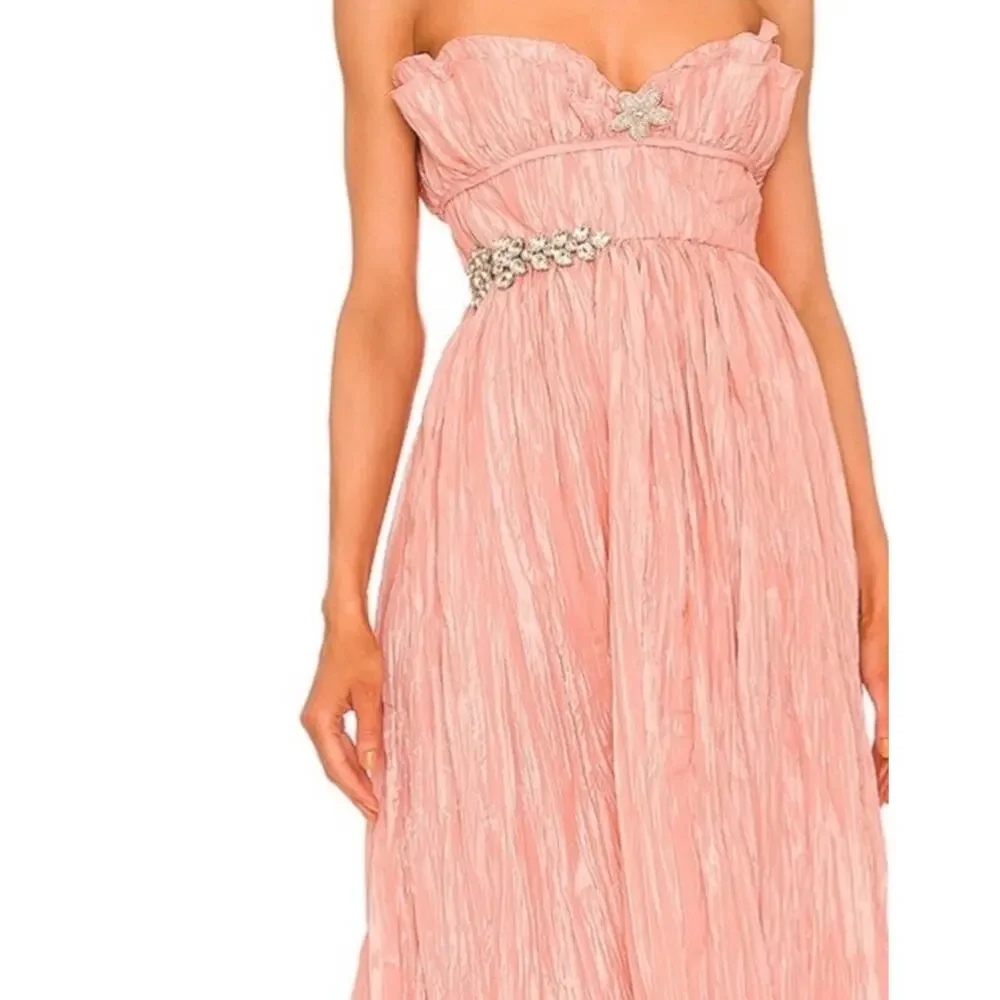 LoveShackFancy Katrina Dress Sunrise Sorbet Strapless Maxi Crystal Brooch 0 NWT - Picture 9 of 16